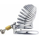 Male Chastity Device Screw Clasp Lightweight Cock Cage Device Premium Metal Silver Locked Cage Sex Toy For Men Removable Base Ring