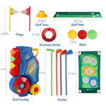 Junior Golf Club Set For Toddlers Ages 3-6 - Includes 8 Balls, 4 Clubs, Putting Mat & Cart | Indoor/Outdoor Sports Toys | Gift For Boys & Girls (Blue) (Blue)