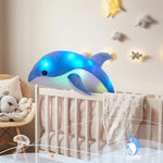 Light Up Musical Stuffed Dolphin Ocean Life Soft Plush Toy With Led Night Lights Nursery Songs Glow Singing Sea Animals Birthday For Toddler Kids, 18''