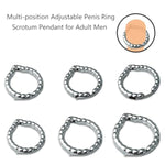 Adjustable Penis Ring Scrotum Pendant With Pull Bead Design, Metal Cock Ring Testicles Sm Sex Toy For Men Chastity Bondage