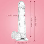 7.1 Dildo Realistic Clear Silicone Suction Cup Aldut Sex Toy?Human Safety Material, Suitable For Women/Men/Gay, Adult Toys For Women Or Beginer (Transparent)