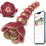 Anal Beads Butt Plug Vibrator - Rose Adult Sex Toys App Remote Control G-Spot Vibrators Stimulator With 9 Vibrating Modes, Waterproof Rechargeable Prostate Vagina Massager For Women Men Couple Orgasm