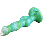 Unique Knotty Soft Flexible Strong Suction Silicone Dog Dildo Wolf Anal Plug With Knot Canine Style Multi Color (Blue-Green)