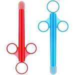 Lube Applicator For Women Man, 2Pcs Injector With 10Ml Scale Smooth Rounded Cap, Reusable, Easy To Clean (Blue-Red)
