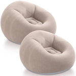 Inflatable Bean Bag Chairs Outdoor Blow Up Camping Chairs Inflatable Lazy Sofa Folding Portable Bean Bag Loungers Couch For Movie Night(Coffee,2 Pcs)