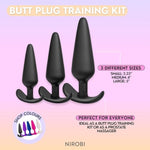 Anal Butt Plug Training Kit – 3 Sizes (Small, Medium, Large), Silicone, Waterproof, Flexible & Body-Safe, Beginner To Advanced Butt Plug Trainer Set (Black)