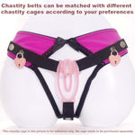 Male Chastity Belt Chastity Sexy Underwear Sex Toys Bdsm Bondage Device, Realistic Pussy Cock Penis Cage Lock, Adjustable Feminizer Training Sm Game Sex Toy For Gay Sissy Men (L-Rose Belt)