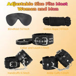 Sex Bondage Restraint Kits Bdsm Toys 12 Pcs Handcuffs Ankle Cuffs Anal Plug Nipple Clamps Ball Gag Blindfold Rope Leather Restraints Set Adjustable For Adult Beginners (Black)