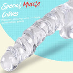 Clear Realistic Dildo - 8.9" Long Special Muscle Curves G-Spot Dildo, Flexible Safe Material Suction Cup Thin Dildo For Hands-Free Vagina Anal Play, Lifelike Ribbed Dildo Adult Sex Toys For Women Men