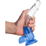 Realistic Jelly Dildo With Suction Cup, Transparent G-Spot Dildo For Female Vaginal Stimulator Male Prostate Massage (Translucent Semi Blue)