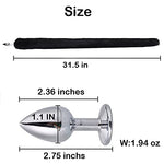 Ooiixx Sexy Fox Tail Cosplay Anal Plug Anal Butt Plug Adult Sex Toys for Women Men Couple Stainless Steel Anal Plug (31" Black)