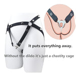 Wearable Metal Sm Chastity Device With Removable Silicone Dildo Flat Chastity Cages Sissy Chastity Small For Men Penis Cage Male Cock Cage Penis Restraint With Black Belt?Chastity Cage With M Dildo?