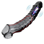 Vibrating Dildo Sleeve Huge Penis Sleeve with Bullet Vibrator, Penis Enlarger Sleeve Adult Sex Toy Penis Extension Sleeve with 3.14IN Solid, Penis Extender Sleeve with Cock Ring (Black)