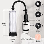 Vacuum Penis Pump Strengthen Manual Penis Enlarger Booster Extender Device for Men Penis Massage Care male sex toy with 1pcs Lifelike Vagina Sleeve, 3pcs Suction Sleeves in 3 Sizes