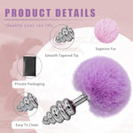 Rabbit Tail Anal Plug, Metal Spiral Buttplug, Anal Sex Toys For Beginners And Advanced Users,Plug Anal For Couples,Anal Toys For Dress Up Party (Large Purple), Pink