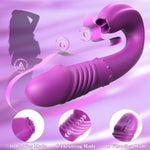 Thrusting Vibrator Dildo Sex Toys - Adult Toys G Spot Clitoral Licking Vibrators, Rabbit Sex Toy For Women With 10 Vibrating Licking & 6 Thrusting Modes, Couples Toy With Beaded Stimulation