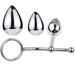 Metal Replaceable And Removable Anal Plug Set Slider Removable Butt Plug Double Ring Penis Ring