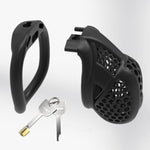 Men'S Honeycomb Built-In Small Locking Security Cage, Ventilated And Breathable, With Four Fixed Flat Rings (Black, Nano)
