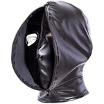 Full Face Double Layer Headgear - Zipper Restraint Head Hood Leather Bondage Masks Bdsm Fetish Breathable Hood