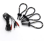 Electric Shock Stretchable Penis Ring 4Pcs With Beads Male Bondage Enlargement Cock Ring Electric Shock Set