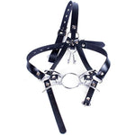 Y-Shape Restraint Head Harness Nose Hook With Metal Spider Ring Gag Bondage Mouth Gags Sex Toys For Couples (Silver)