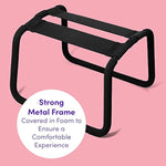 Bondage Boutique Sex Position Enhancer Chair - 21 Inch Metal Frame Stool With Soft Foam - Sex Position Chair With Strong Wide Reinforced Elastic - Black