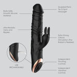 Thrusting Dildo Vibrator With Rabbit Stimulator - 10 Vibration & 5 Telescopic Thrusting Modes, Hypoallergenic Silicone, Usb Rechargeable, Ipx6 Waterproof, Beige