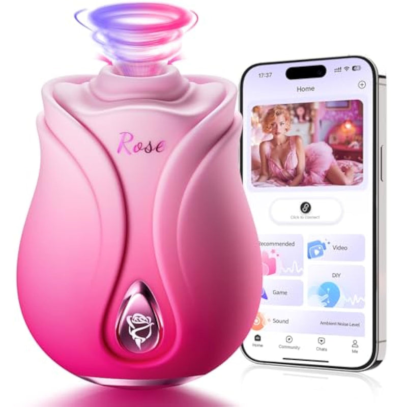 Rose Sex Toy Sucking Vibrator - Womens Sex Toys Adult Toy With 10 Sucking & Vibrating Modes, App Control Rose Toy Nipple Clit Sucker G Spot Vibrators, Adult Sex Toy Tool For Couples Female