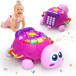 Baby Musical Turtle Crawling Girl Toys For 6-18 Months?Infant Early Learning Educational Toy?Baby Girl Gift Essentials For Newborn 7 8 9 11+ Months 1-2 Year Old(Pink)