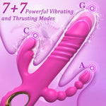 Thrusting Dildo Vibrator Sex Toys For Women, G Spot Anal Rabbit Vibrators Adult Sex Toys With 7 Powerful Speeds & 7 Vibrating Modes Upgrade Silicone Waterproof Rechargeable,Rose