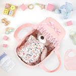 Baby Doll Bassinet, Doll Carrier Doll Carry Cot Set With Canopy And Pillow Blanket For 9 10 11 12 Inch Dolls Stuffed Animals - Pink