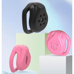 Small Pink Chastity Cage for Men with 4 Rings, Dark Lock Design, Couples Bondage Sex Toy