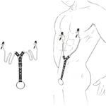 Men Sexy Nipple Clamps Chain With Penis Ring Erotic Leather Fetish Nipple Clamp Sex Toys Adjustable Breast Clips Bdsm Sexual Pleasure Tools Bedroom Sm Game For Couples Bdsm Bondage Kits