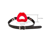 Men Women Red Lips Shaped Opening O Ring Mouth Gag Silicone Soft Adjustable Buckle Pu Leather Belt Strap On Bdsm Bondage Sex Toy Head Harness Restraints Gear Fetish Couple Adult Oral Game