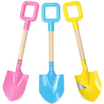 3Pcs Long Beach Shovels 16" Metal Kids Beach Spades Sand Shovels Toys With Wood Handle For Digging Shoveling Snow Sandbox Toys Set For Kids & Adults