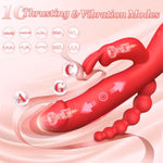 Thrusting Dildo Vibrator Sex Toy For Women, Anal G Spot Vibrators Adult Sex Toys With 10 Powerful Thrusting & Vibration Modes Upgrade Silicone Waterproof Rechargeable Vagina Stimulator Massager, Red