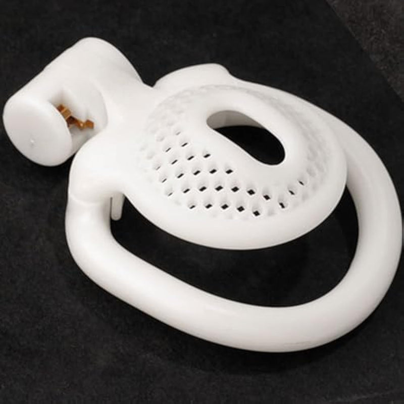 Lightweight Male Chastity Cage For Men Chastity Device Lock Design Bdsm Sex Toys For Couples With 4 Sizes Rings (Large, B White)