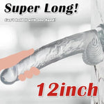 Huge Dildo Sex Toys, 12 Inch Clear Realistic Dildo Thick Anal Dildo With Strong Suction Cup For G-Spot And Anal Hands-Free Play, Big Dildo Adult Toys For Men Women
