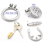 Men'S Hidden Locking Chastity Cage, Flat Design With Round Hole, Breathable Chastity Device, 3 Sizes, Hidden Wear, Sm Crossdressing Bondage Adult Sex Toys (Metal Catheter-40Mm)