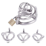 Male Chastity Device Stainless Steel Cock Cage Penis Ring With Padlock For Adult Game Sex Toy W040 (1.57 Inch / 40Mm)