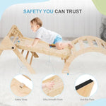 Pikler Triangle Set For Toddlers, 7-In-1 Foldable Baby Climbing Toys With Safety Strap, Indoor Solid Wooden Arch, Ramp, Ladder For Active Play - Classic