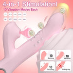 Thrusting & Suction Vibrator for Women,Clitoral G Spot Nipple Stimulation with 10 Thrust & 10 Vibrating Modes and 10 Suction Adult Sex Toys for Solo and Couples Anal Play