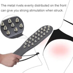 Sm Paddle With Spikes Rivets - Leather Spanking Paddle, Fetish Slave Bondage Paddle, Paddle For Spanking Adults, Bdsm Paddle Flogger Whip For Couples Extreme Sex Toys