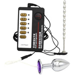 Adult Sex Toys Urethral Sound Electric Shock Stimulation Anal Plug Chastity Devices Metal Dilator Penis Set With Host Bdsm Fetish Bondage Prostate Massager (S)