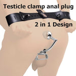 Stainless Steel Cbt Testicle Crusher 2-In-1 Butt Plug Anal Hook Scrotum Stretcher With Locking Bondage Chastity Device Bdsm Training Kit For Kinky Advanced Sensation Play Male Torture Games Couples