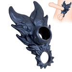 Cock Ring Penis Sleeve Extender Wolf Shape Male Penis Enlargement Ring Testicles Stretcher Massage Wrinkles Erection Enhancement Delayed Ejaculation Men Couple Pleasure Sex Toys (Dark Blue)