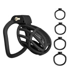 Chastity Cage For Men Locking Device, Lightweight Abs Resin Material, Breathable Hollow Design, Cock Cage Set With 4 Ring Sizes, Detachable Lock, Discreet & Comfortable For Daily Use (Black,L)