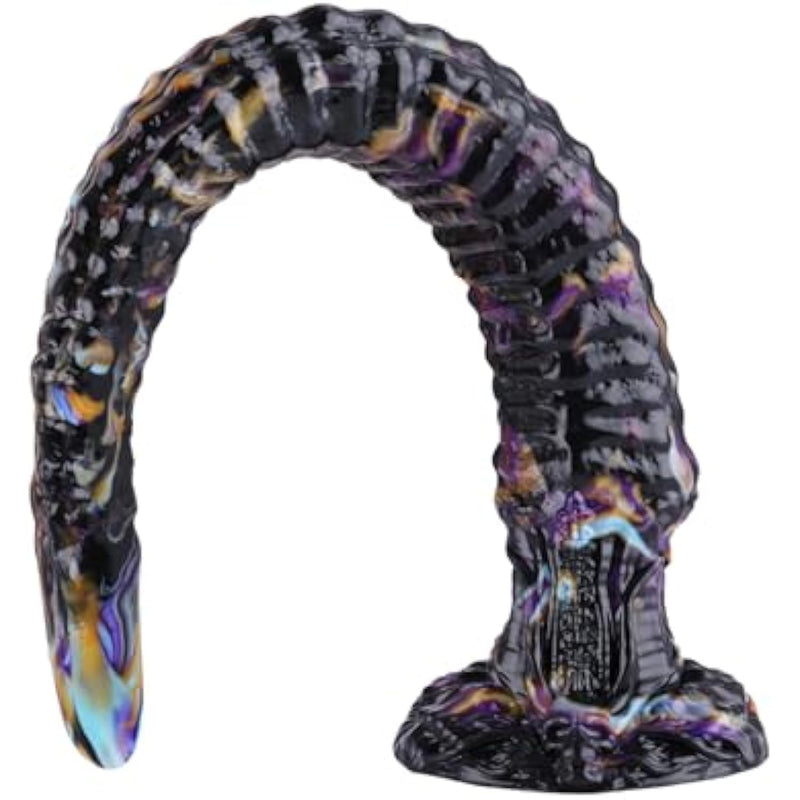 Super Long Anal Plug Dildo, Flexible Silicone Dildo, Sex Toy With Powerful Suction Cup For Men Women And Couple, Black