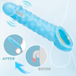 Reusable Vibrating Penis Sleeve Cock Ring Extender,2 Inch Ultra-Soft Penis Extender For Couples Sex Toys For Men (Blue)