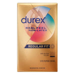 Durex Real Feel Non Latex Condoms, Lubricated Polyisoprene Condoms for Men, Natural Skin on Skin Feeling, 10 Count